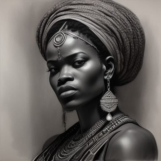Stunning Charcoal Portrait of a Young Zulu Woman