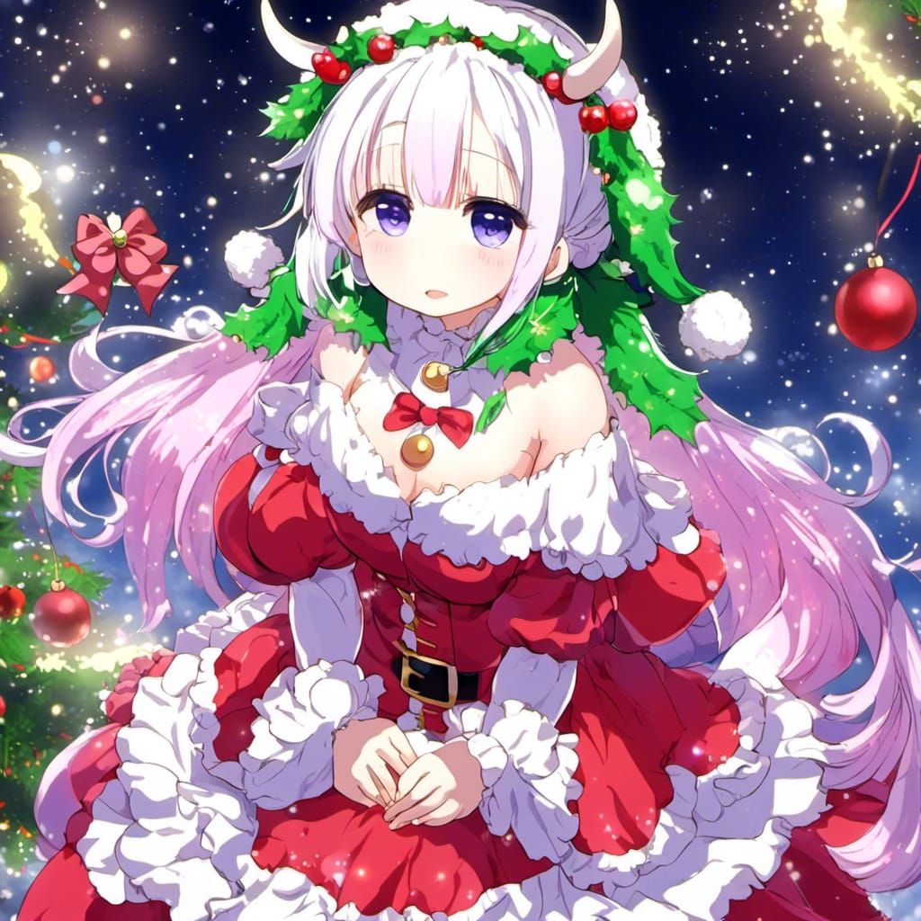 Anime Girl in Christmas Santa Outfit