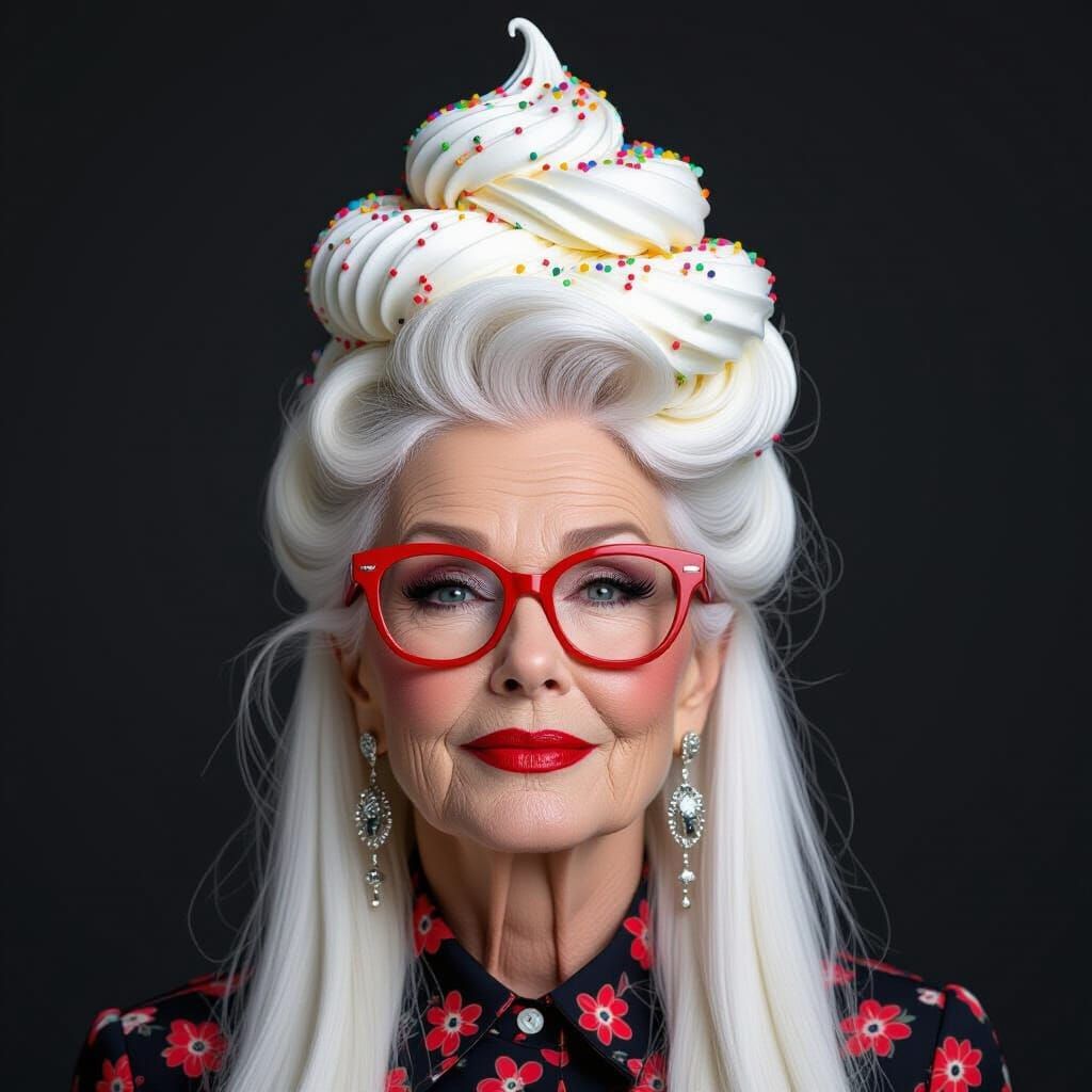 Hairdressing Model with Whipped Cream Hair