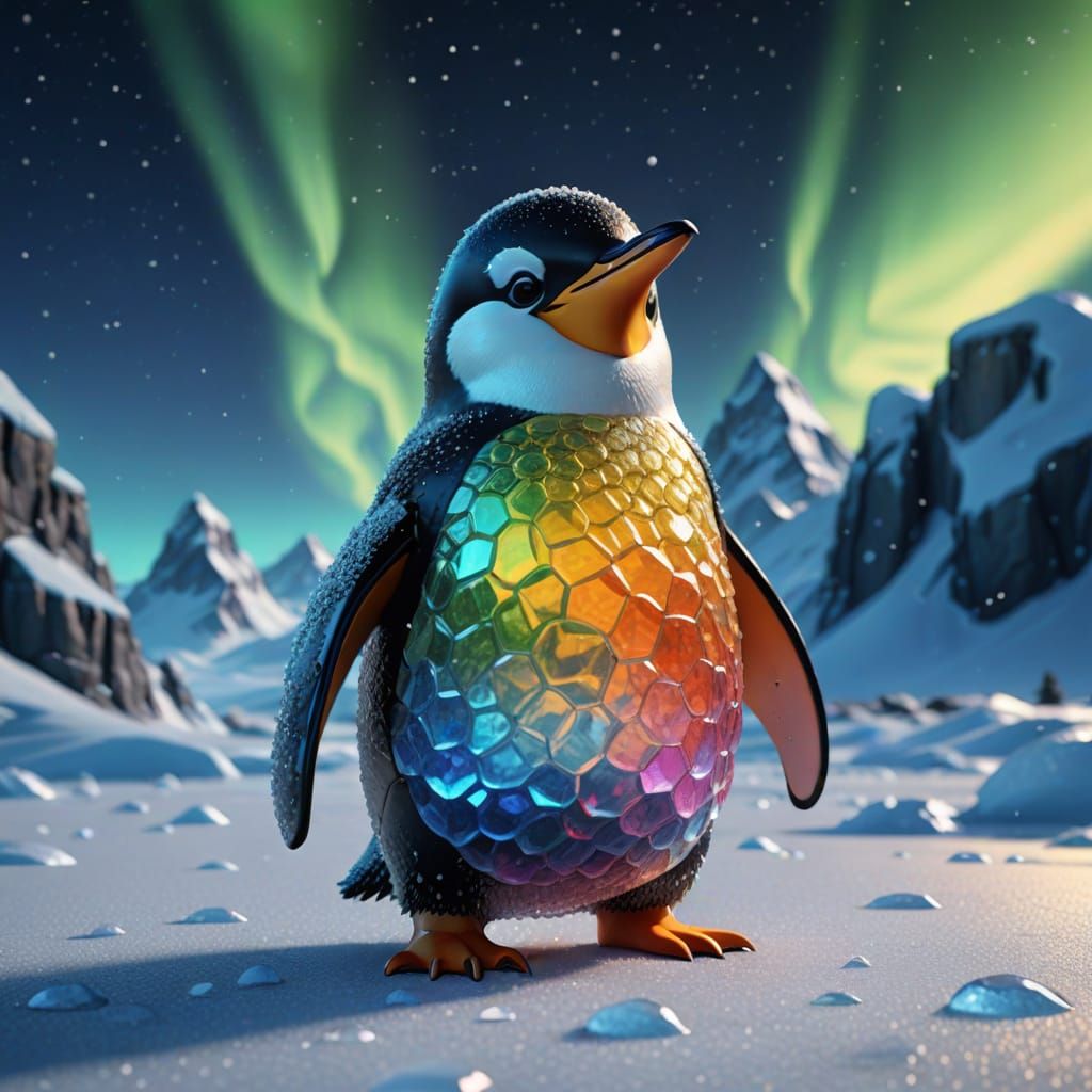 Gummy Penguin Jelly in Snowy Landscape