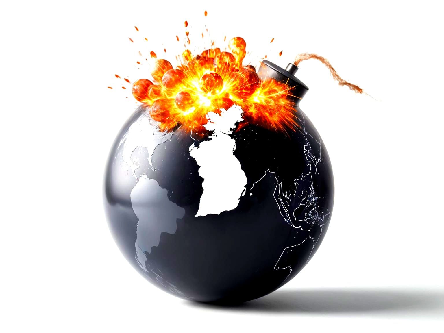 Exploding Country on Bomb World Map