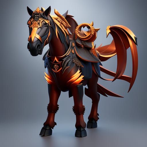 Armored Angel Warhorse in Anime Style