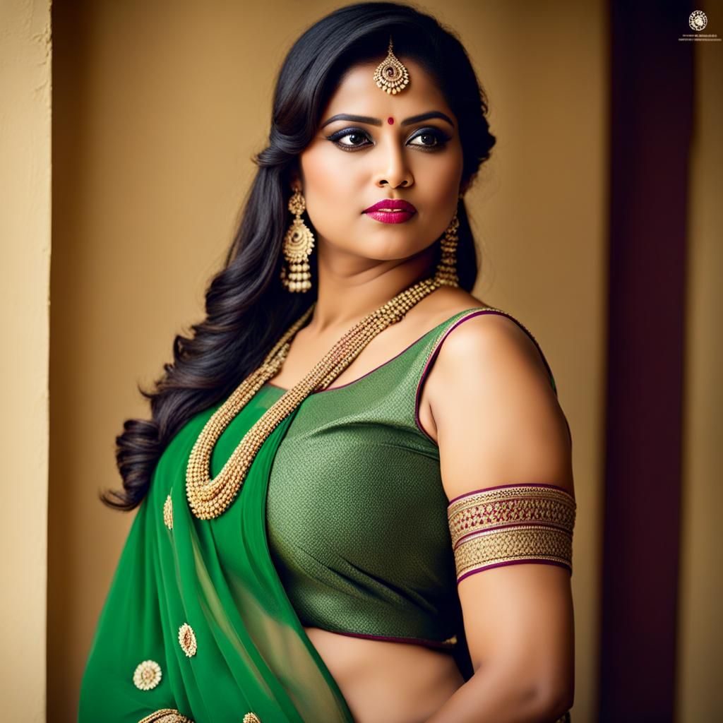 Indian Woman in Sleeveless Saree