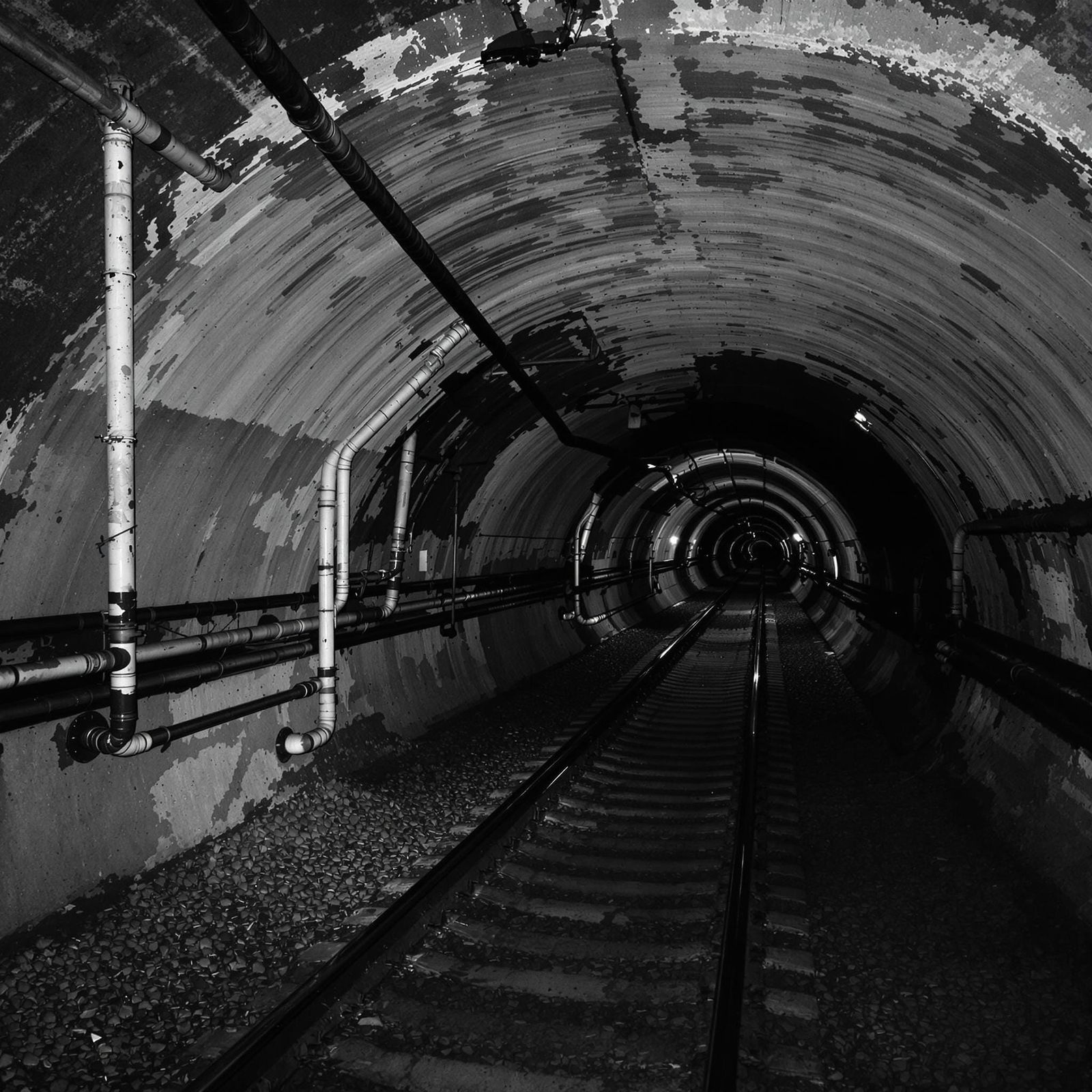 Gritty Industrial Underground Tunnels in Monochromatic Style