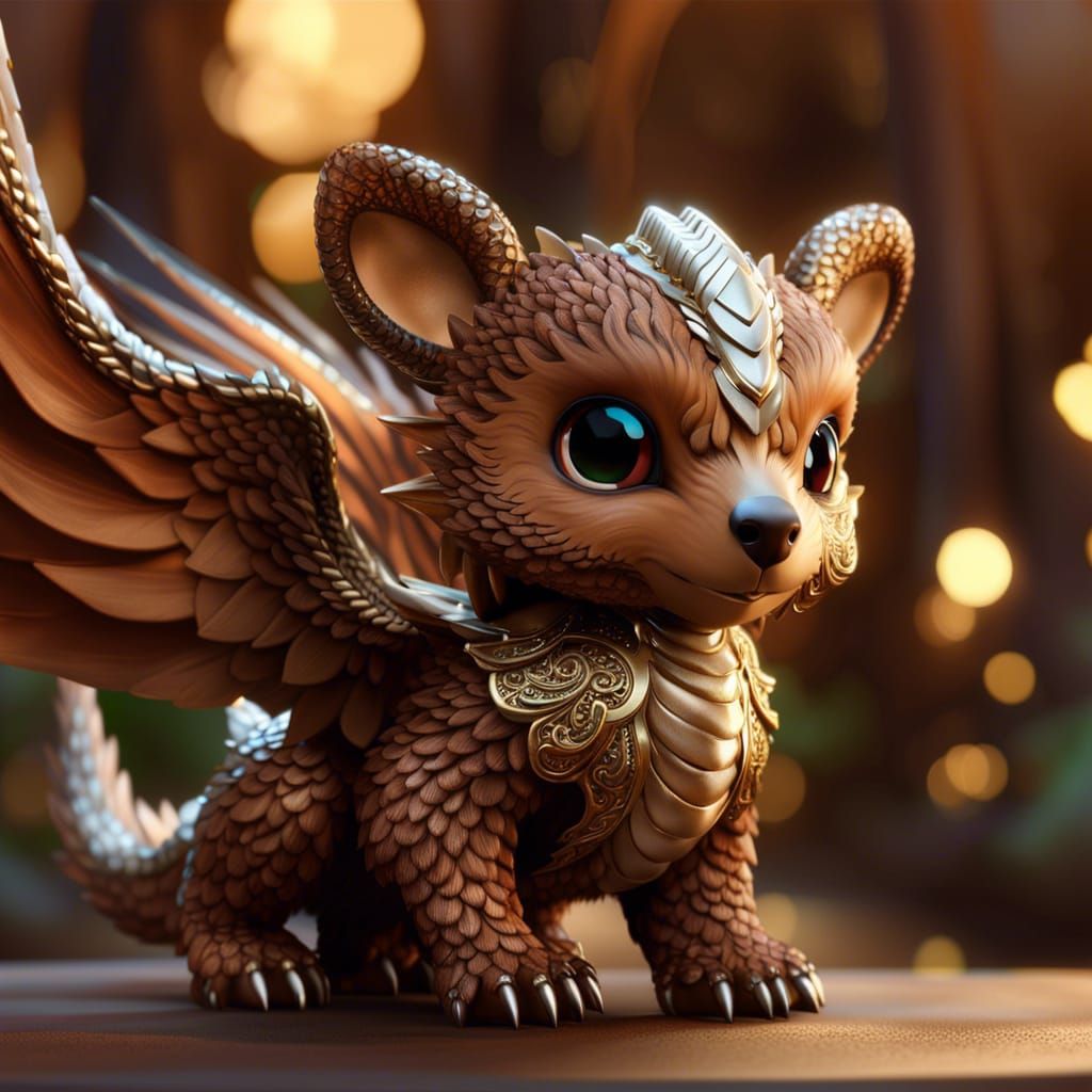 Adorable Winged Bear Dragon: A CGI Fantasycore Masterpiece