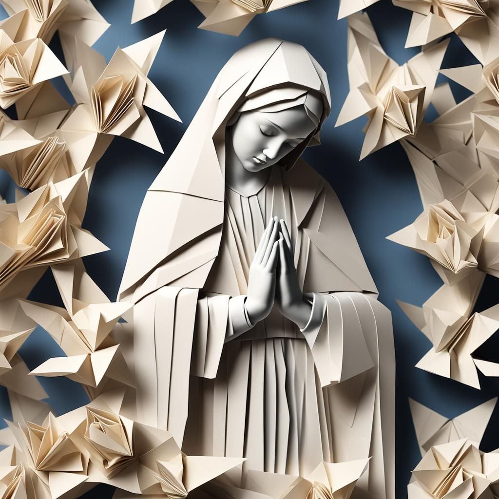 Virgin Mary Origami Papercraft in 8K