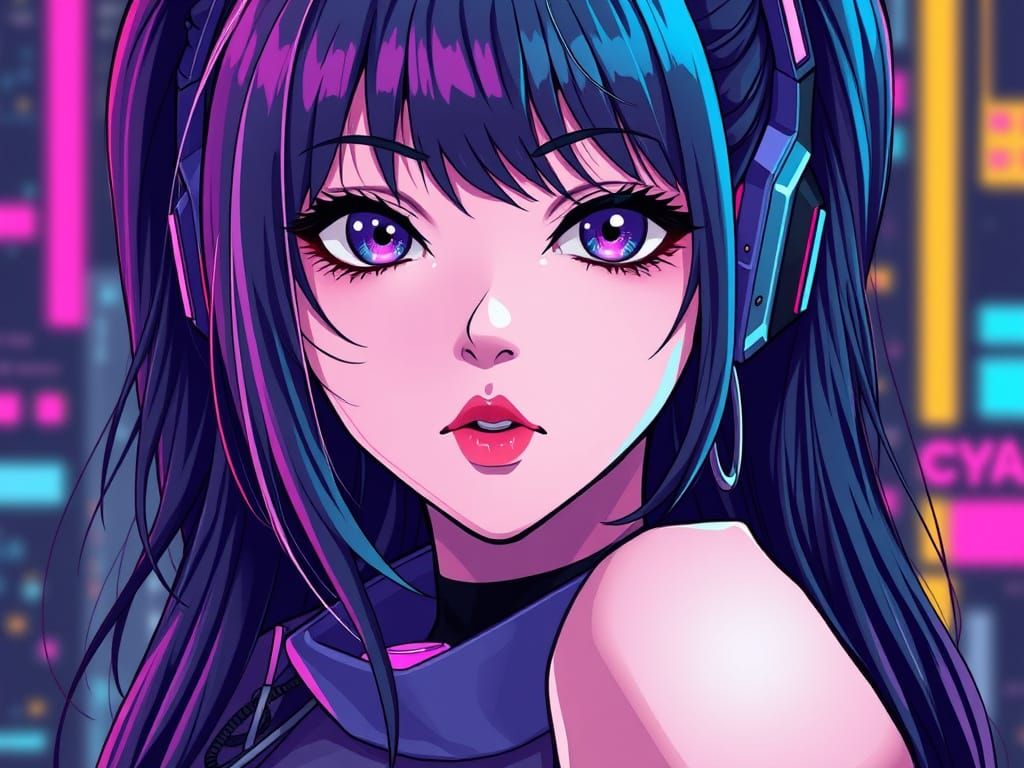 Cyberpunk Anime Portrait of a Young Woman