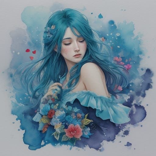 Watercolor Love with Emotional Petal Splash