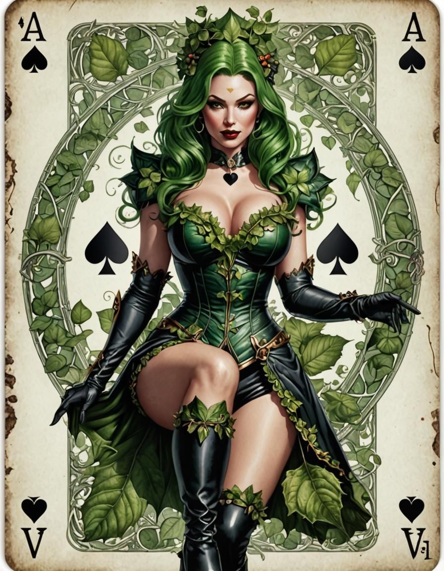 Hyper-Realistic Pinup of Poison Ivy in Green