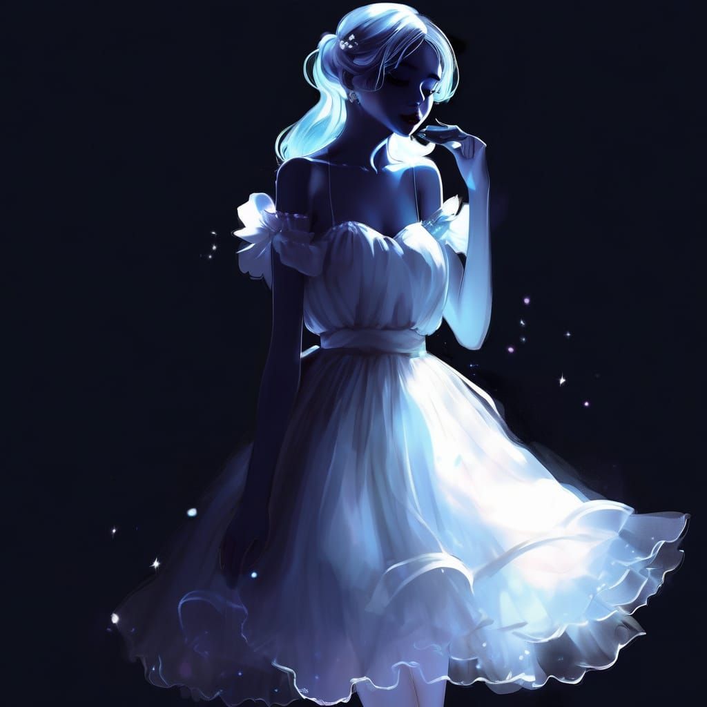 Girl in Elegant Anime Aesthetic with Digital Oil Brushes