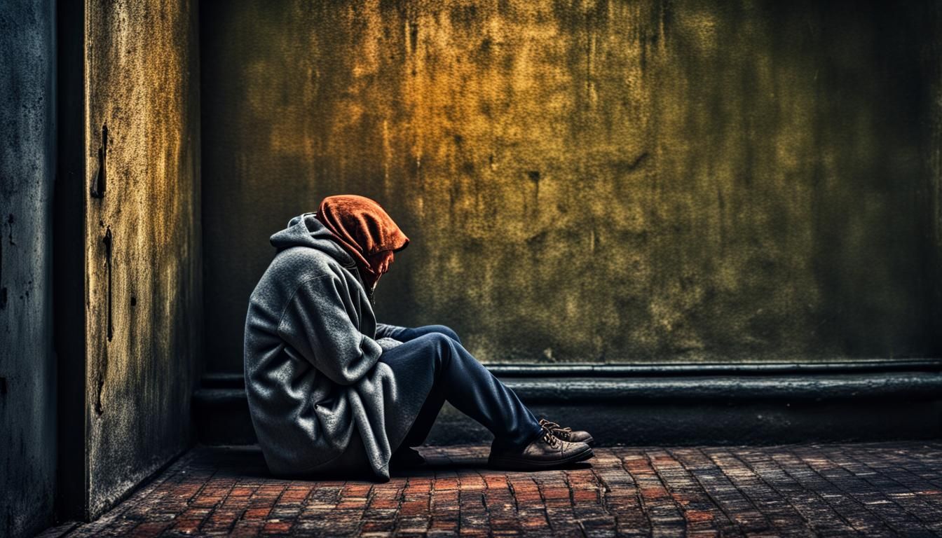 Person in Submission: Impressionistic, High-Contrast Image