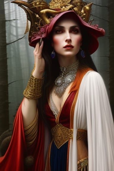 Defiant Witch Girl Portrait in Hyperrealistic Style