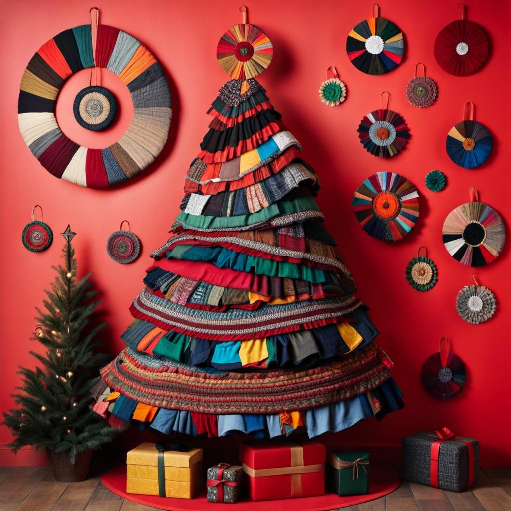 Christmas Tree Crafted from Recycled Clothing