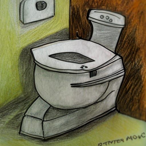 Toilet bowl monster,  pencil sketch