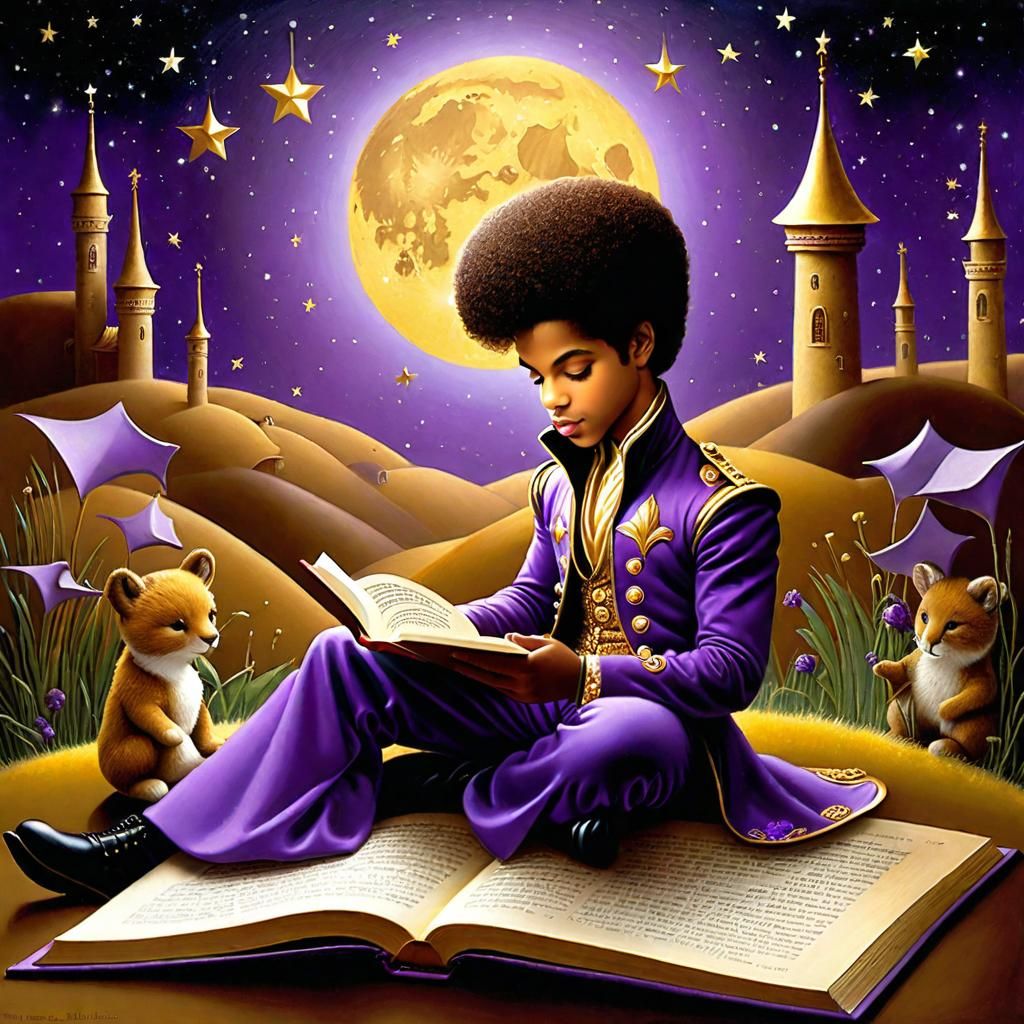 Musician Reads to Children: Mixed Media Digital Art