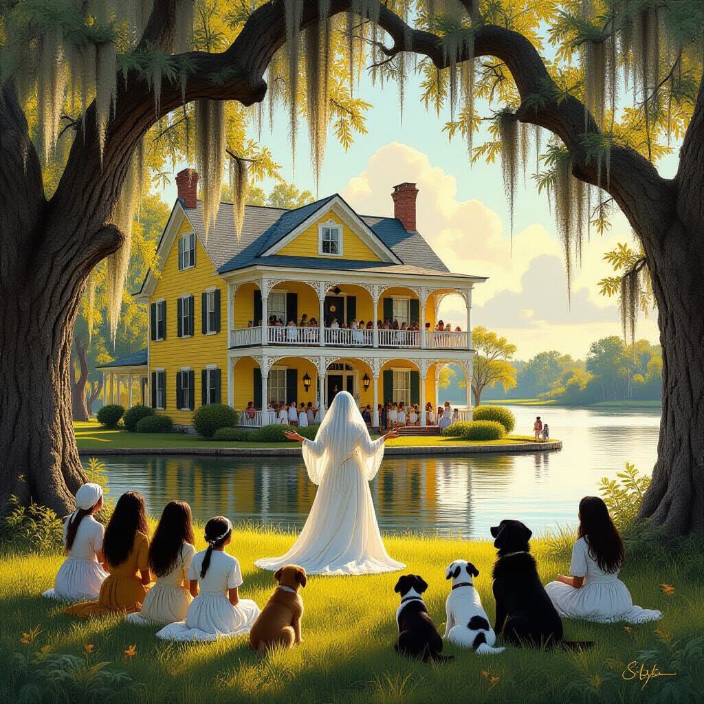 Bayou House with Voodoo Queen, Mystical Realism