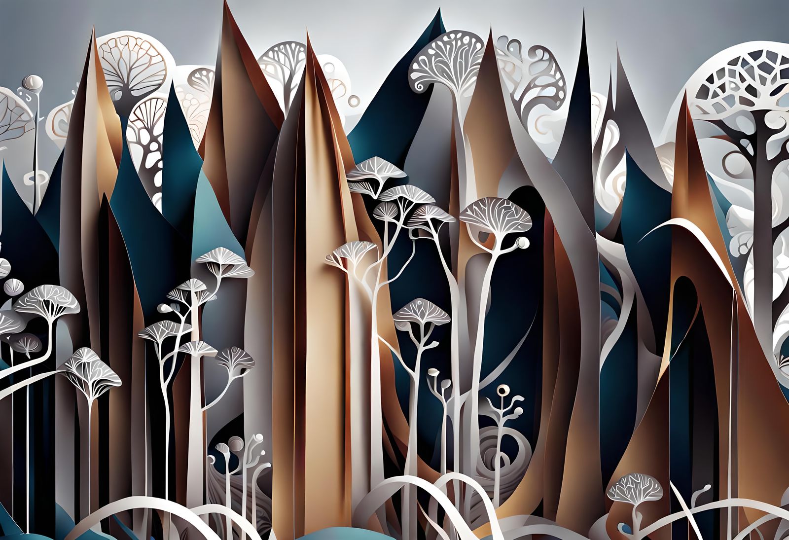 Abstract Technical Drawing of Flowing Time