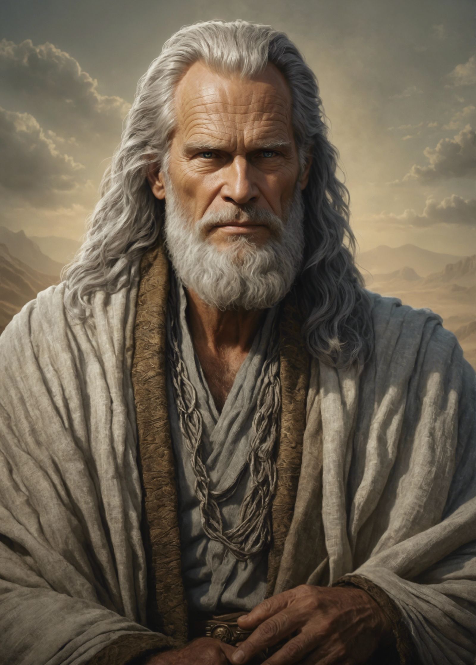 Moses Portrait in Digital Matte Oil Painting Style