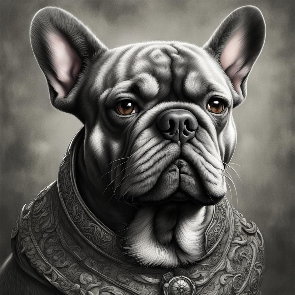 Detailed Pencil Portrait of a French Bulldog