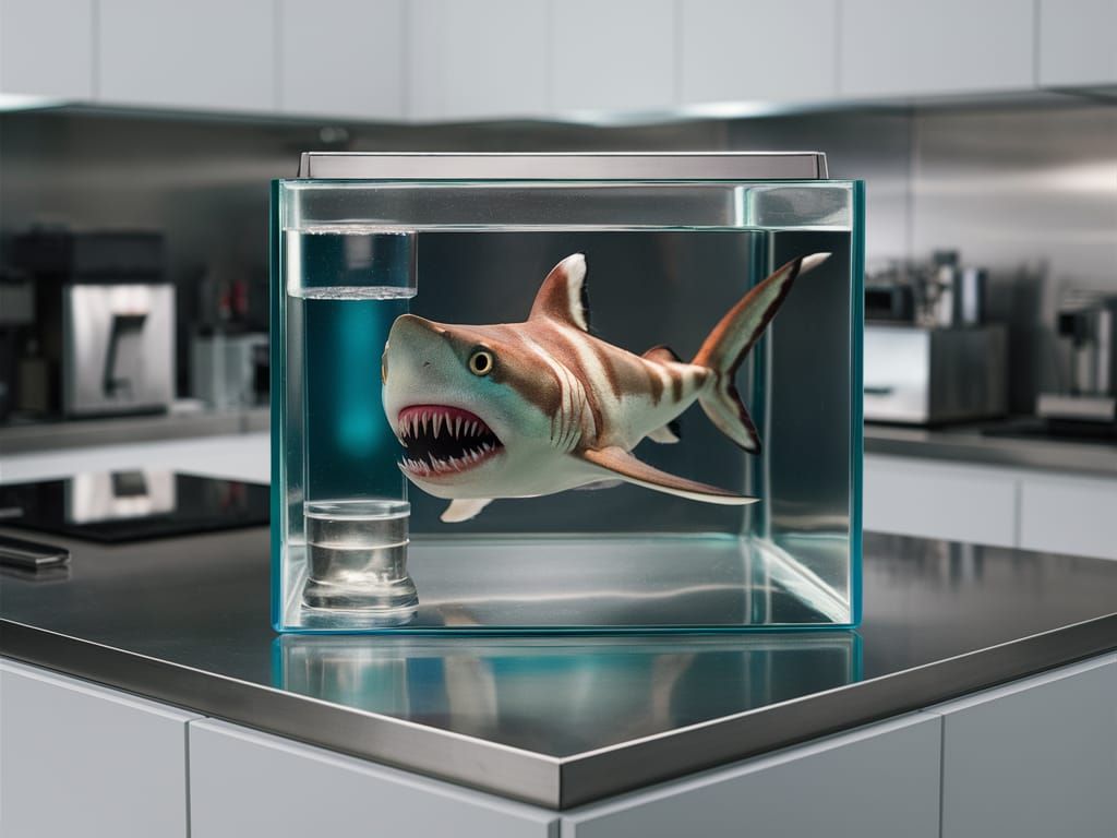 Miniature Piranha-Toothed Shark in Modern Kitchen