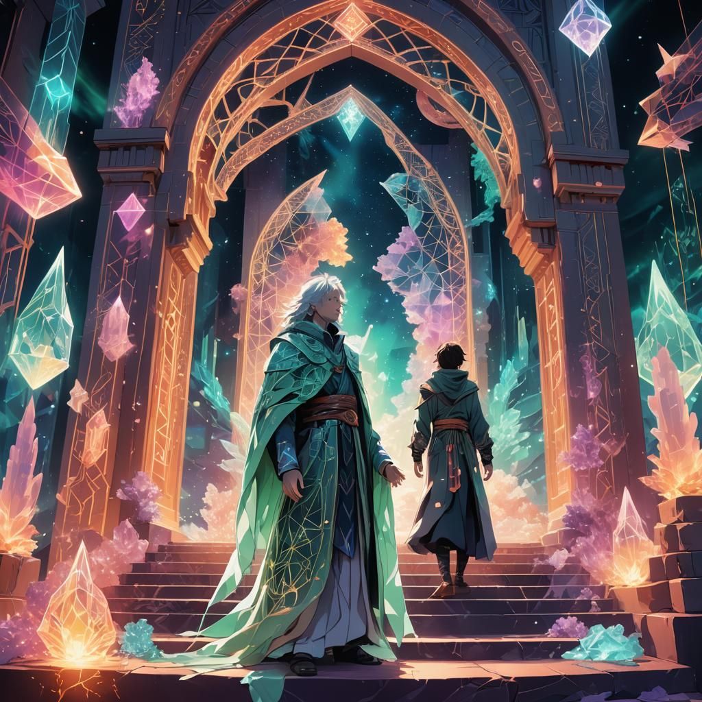 Mystical Being at Crystal Realm Entrance: Anime Style