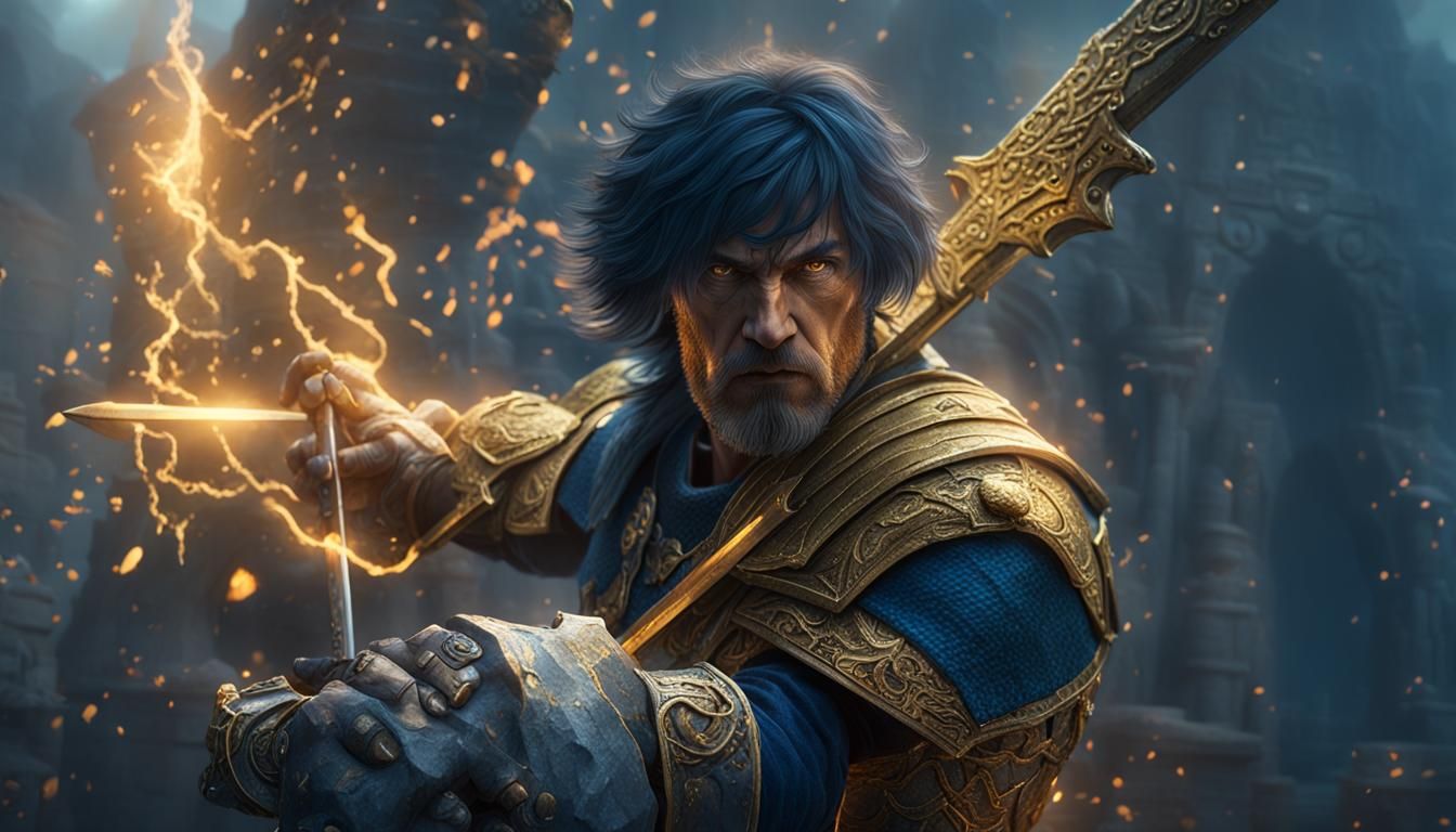 Man with Sword: Detailed Matte Painting