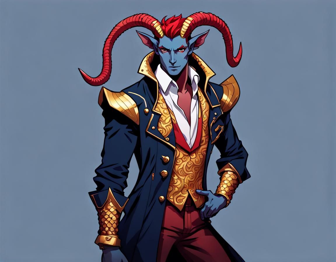 Tiefling Character Portrait in Jojo's Bizarre Adventure Styl...