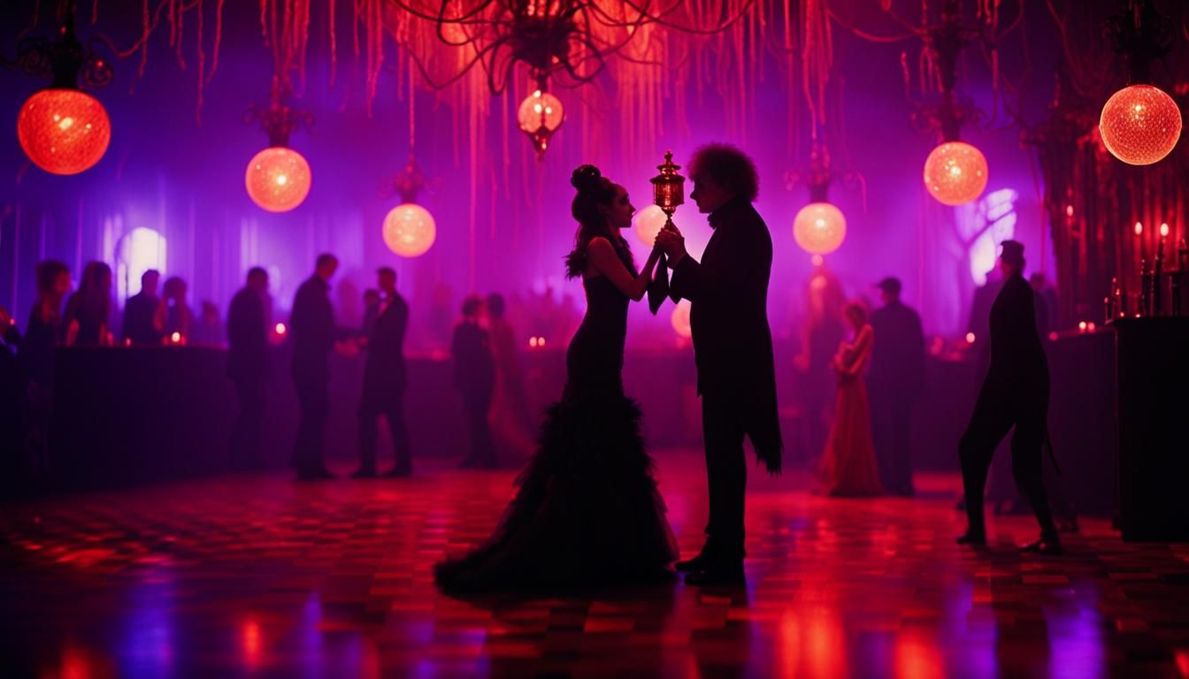 Vampire and Zombie Dance: A Gothic Film Still