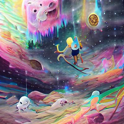 Astral Adventure Time: Cosmic Holographic Illustration