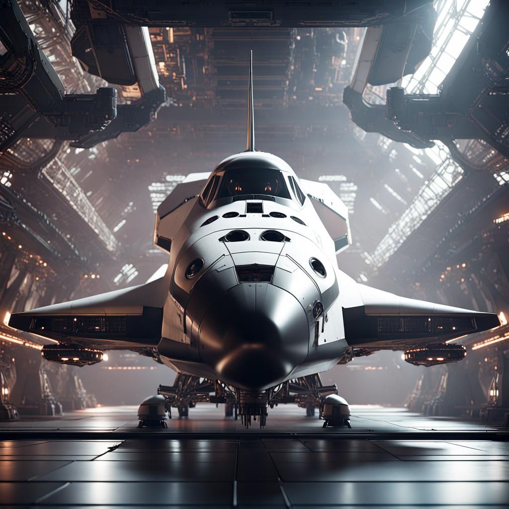 Futuristic Space Shuttle Ground-Level 8K Render