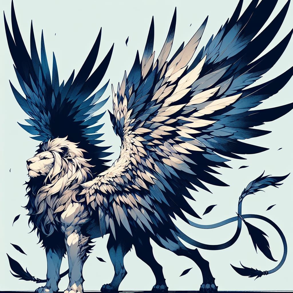 Winged Lion in Japanese Anime Style