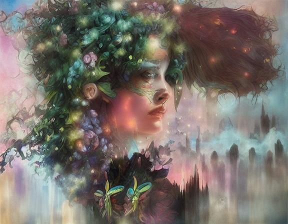 Forest Head Moon Double Exposure Splash Art