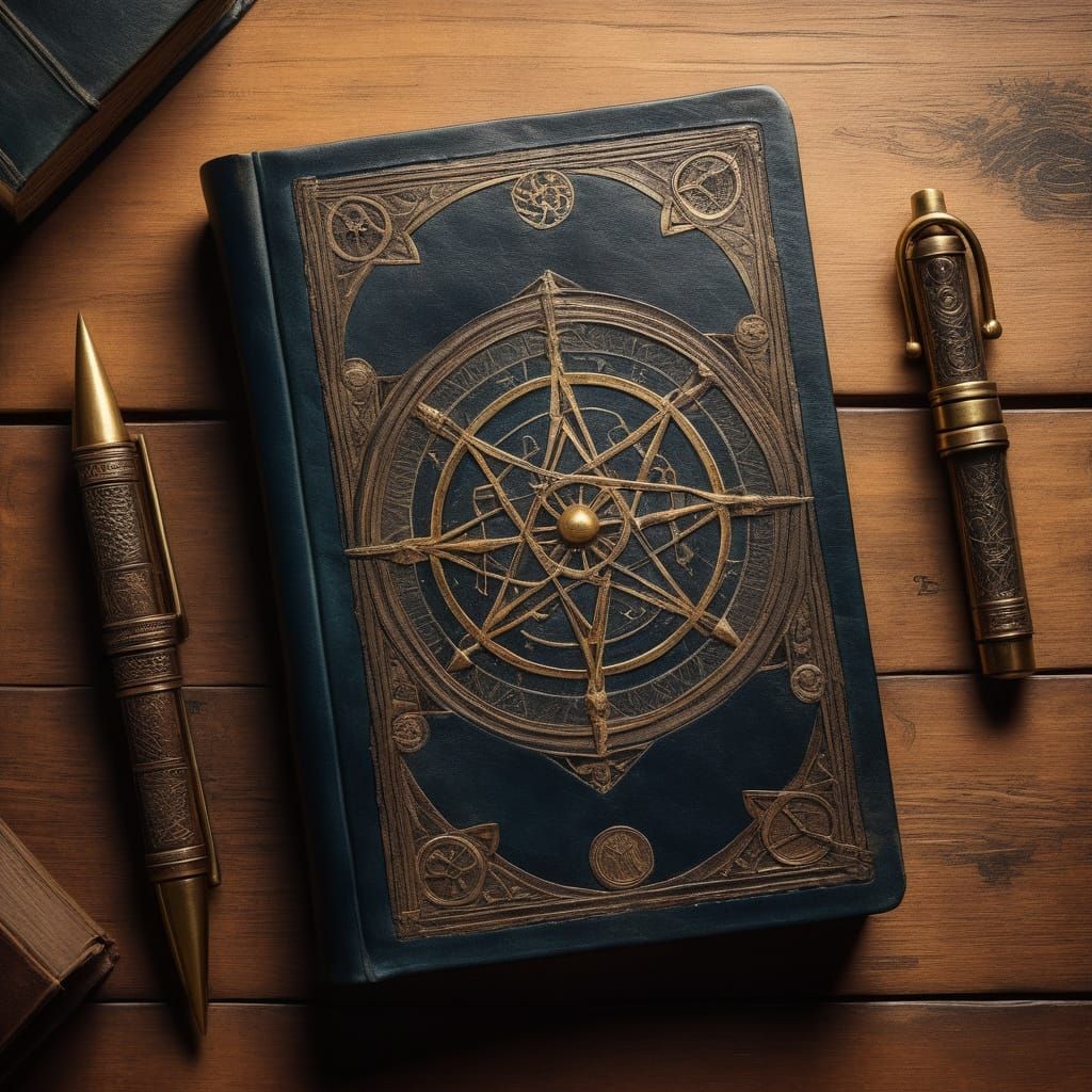 Intricate Leather-Bound Book in Warm, Golden Light