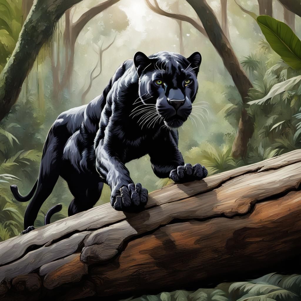 Black Panther Gazing in Jungle