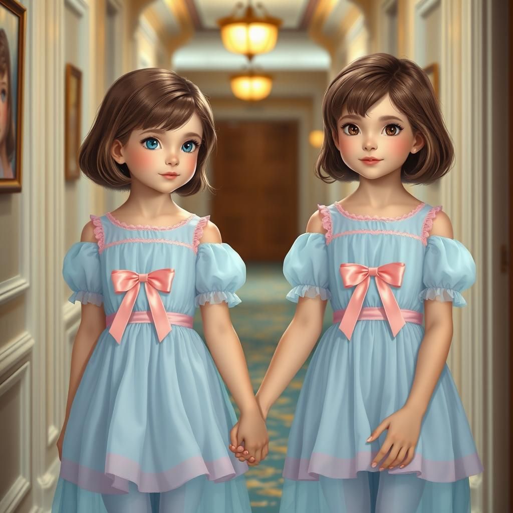 The Shining Grady Twins in Ethereal Fantasy Style
