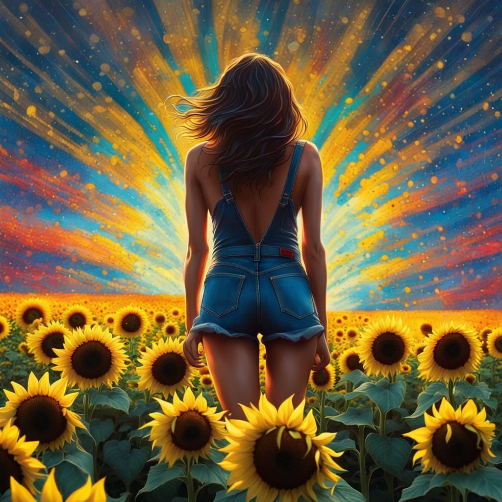 Giant Sunflower Backshot in Dark Fantasy Style