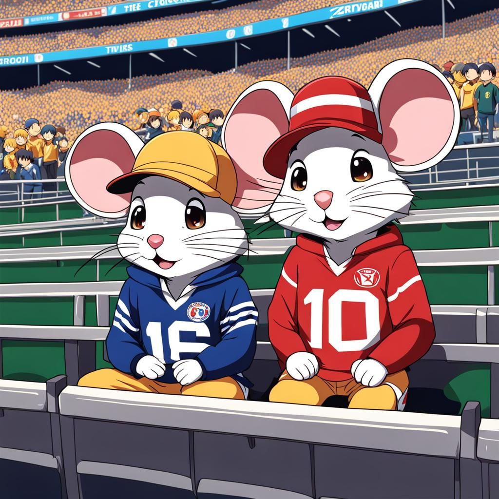 Mice Brothers at Football Game in Anime Style