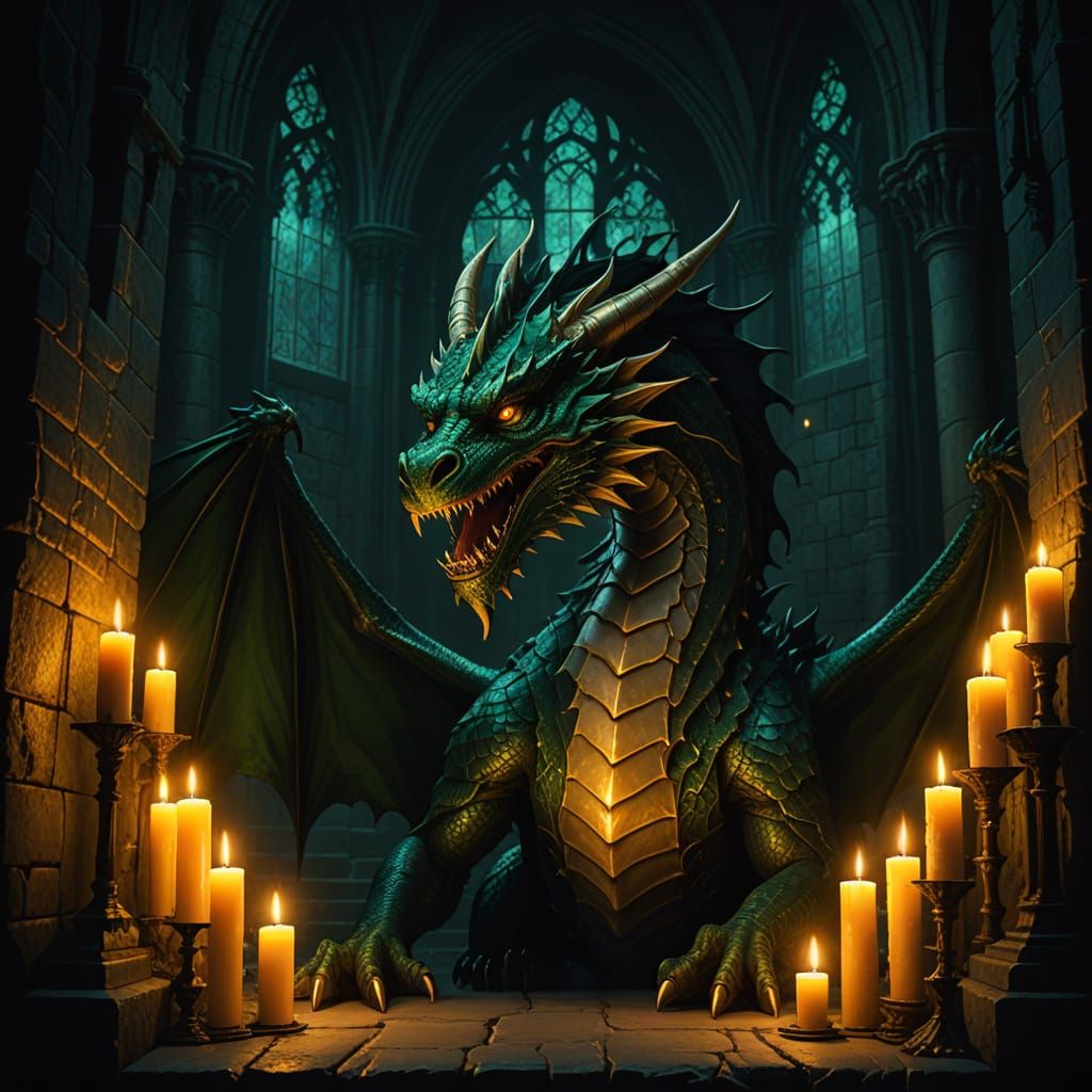 Gothic Emerald Guardian in Crypt