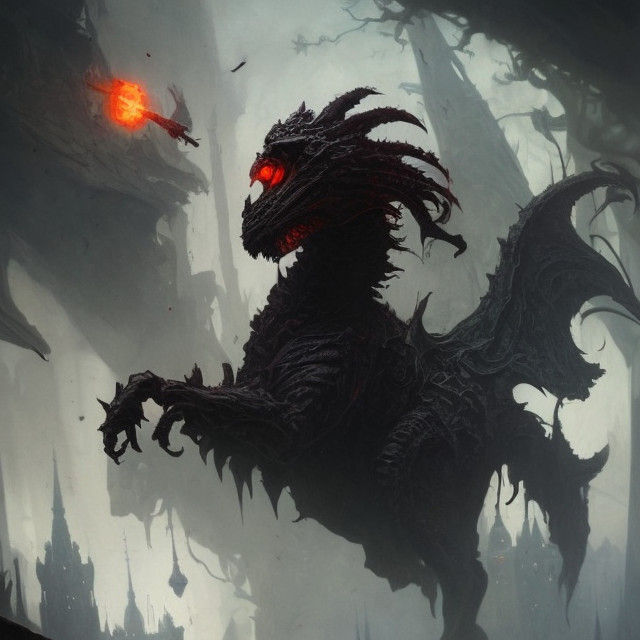 Epic Dark Fantasy Beast in Cinematic Film Style