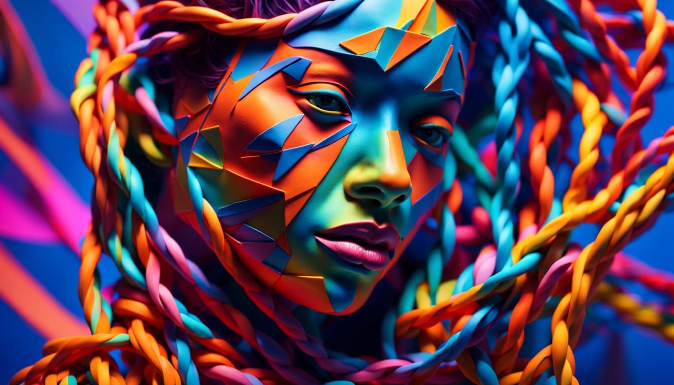 Vibrant Sculptural Portrait in Hyperrealistic Clay Style