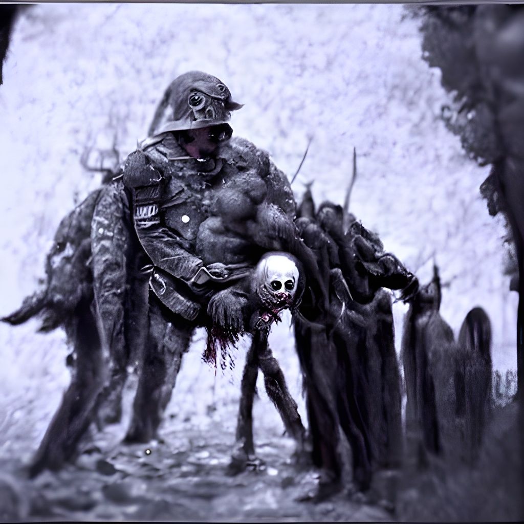Cursed World War Soldier in Gothic Horror Style
