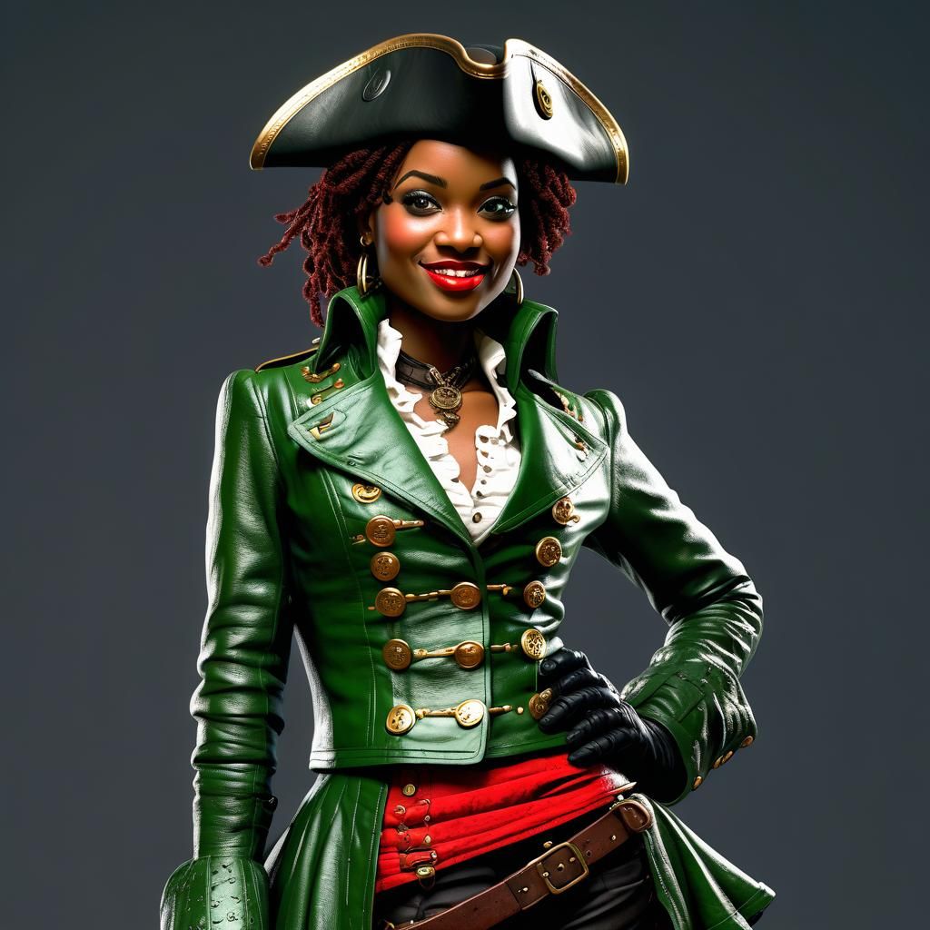 Steampunk Pirate Queen on Gilded Sky-Ship