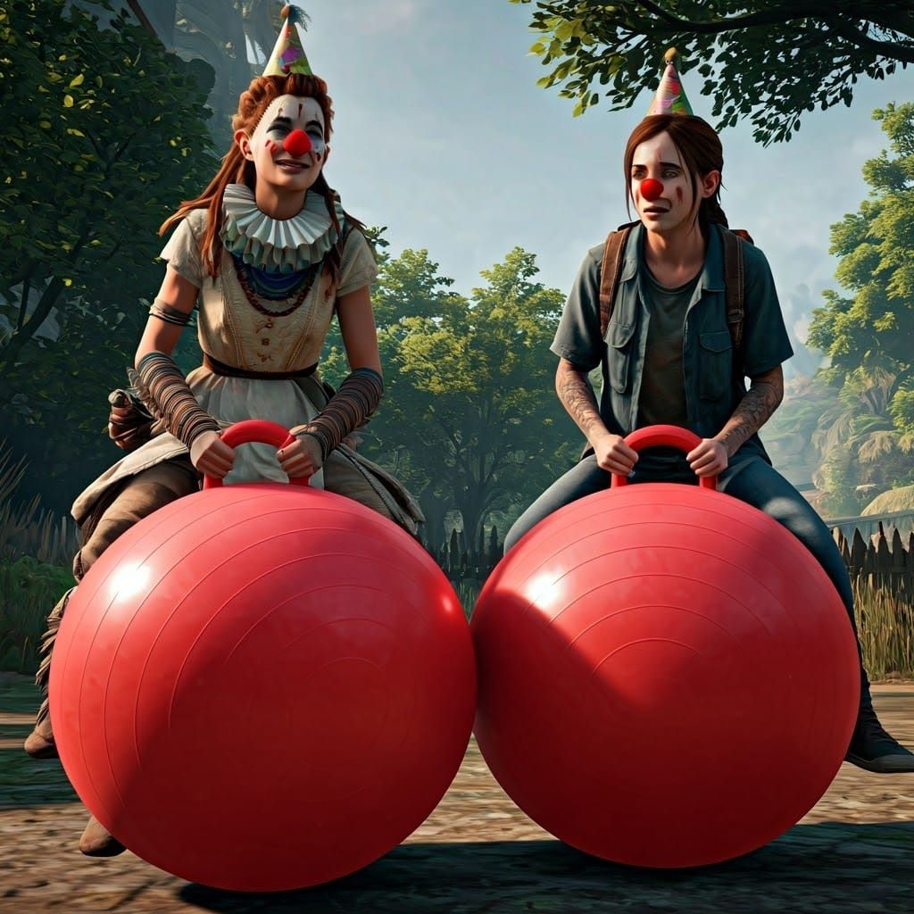 Aloy and Ellie as Clowns at Field Day