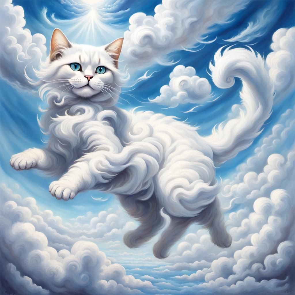 Majestic Cloud Cat Soaring Through the Sky