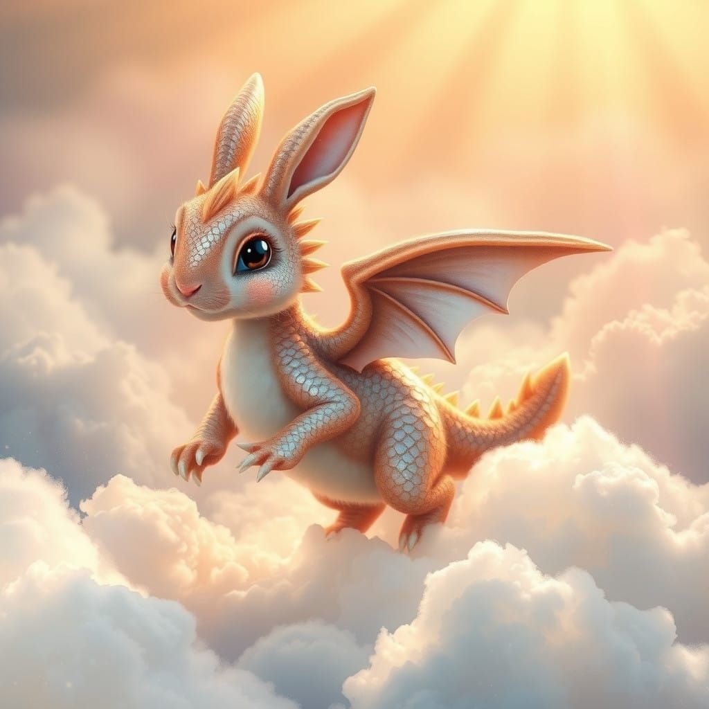 Whimsical Dragon Bunny in Ethereal Renaissance Style
