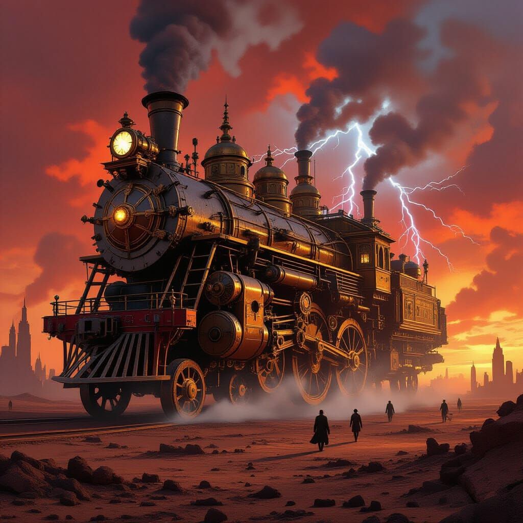 Steampunk Walking City in Polluted Wasteland