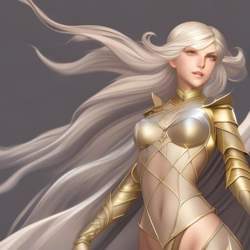 Silver-Haired Knight Portrait in Art Nouveau Style