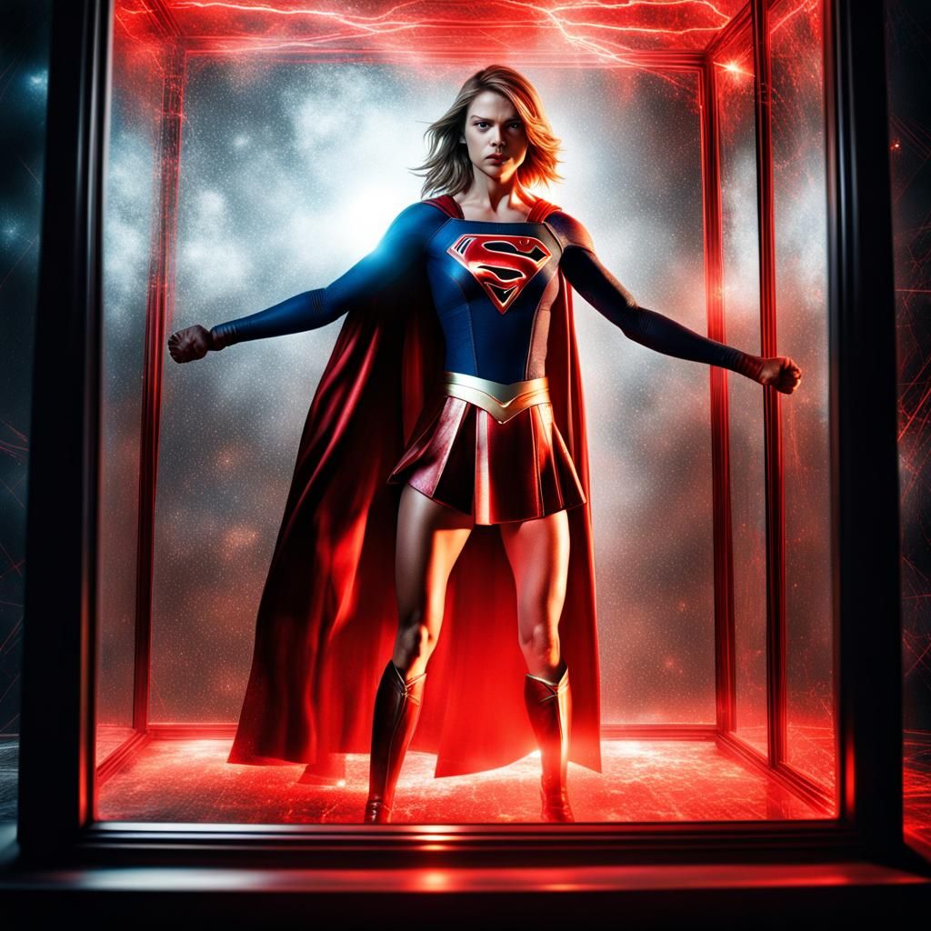Supergirl Trapped: Hyperrealistic Prism Portrait