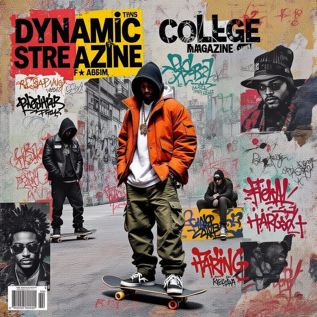 Urban Street Style Collage: Fashion, Skateboarding & Graffit...