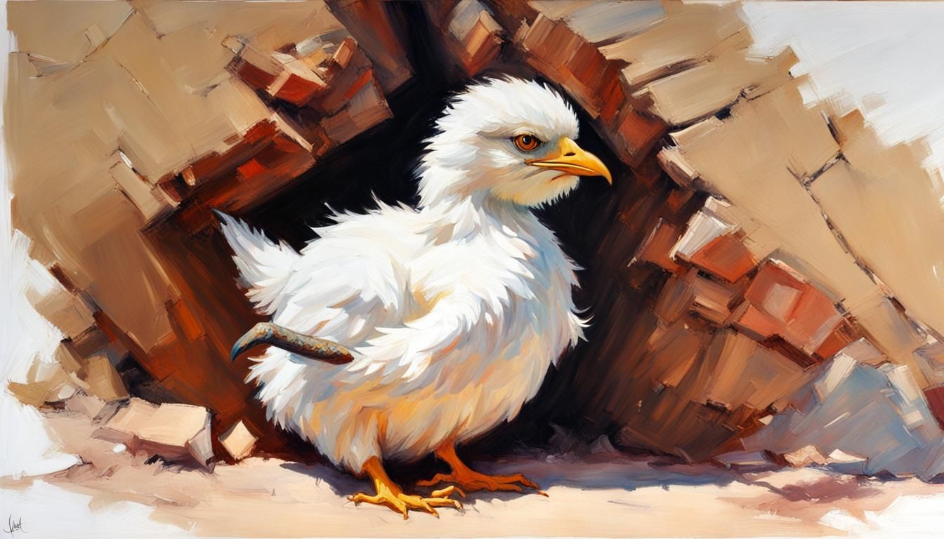 Realistic Bird Portrait in Oil Painting Style